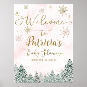 Une petite Affiche de bienvenue Baby shower rose S