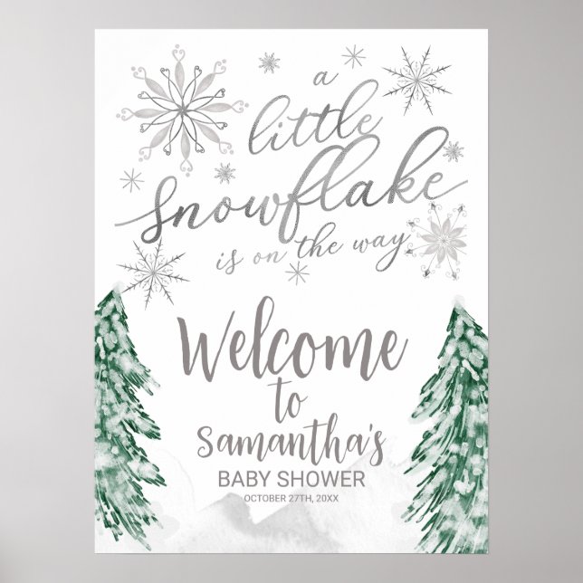 Une petite Affiche de bienvenue de Baby shower Sno (Devant)