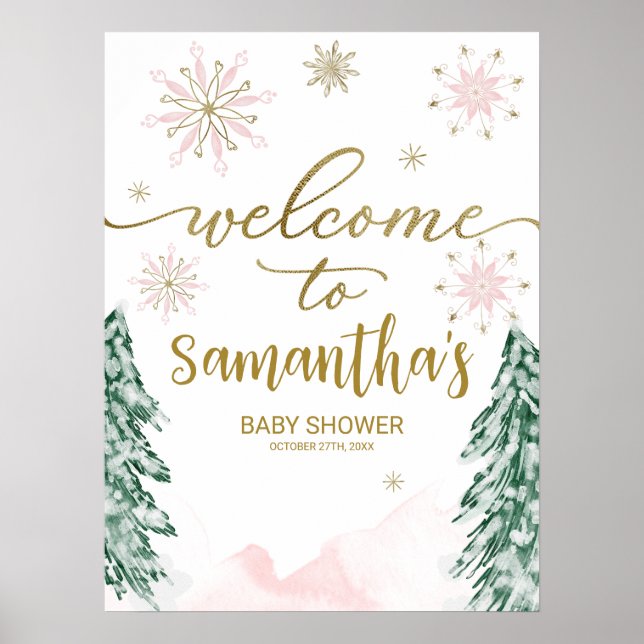 Une petite Affiche de bienvenue de Baby shower Sno (Devant)