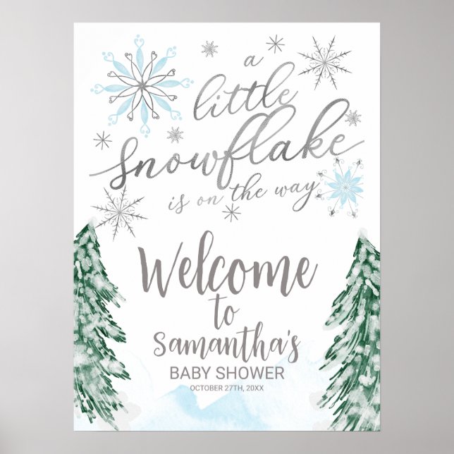Une petite Affiche de bienvenue de Baby shower Sno (Devant)