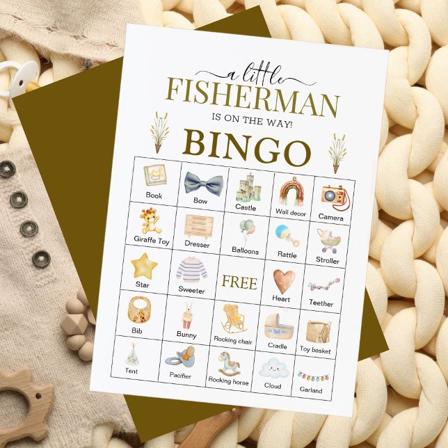 Une Petite Carte De Bingo De Baby shower Pêcheur (Créateur téléchargé)