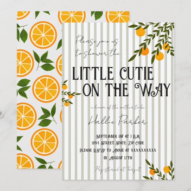 Une petite chérie est en route Invitation (Devant / Derrière)