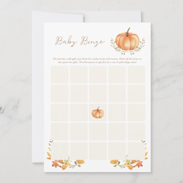 Une petite citrouille d'automne | Carte de bingo p (Devant)