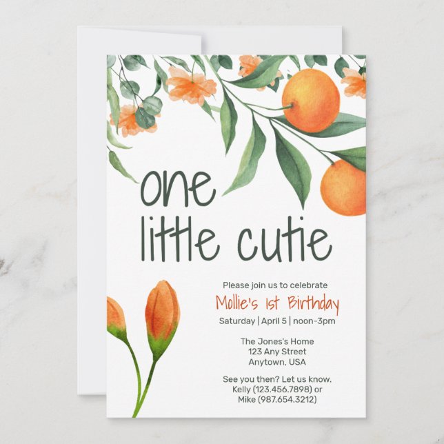 Une petite Cutie Première Invitation d'anniversair (Devant)