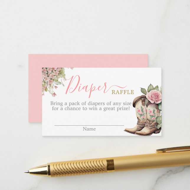 Une petite fille Baby shower fille carte de raffle (Devant/Arrière en situation)