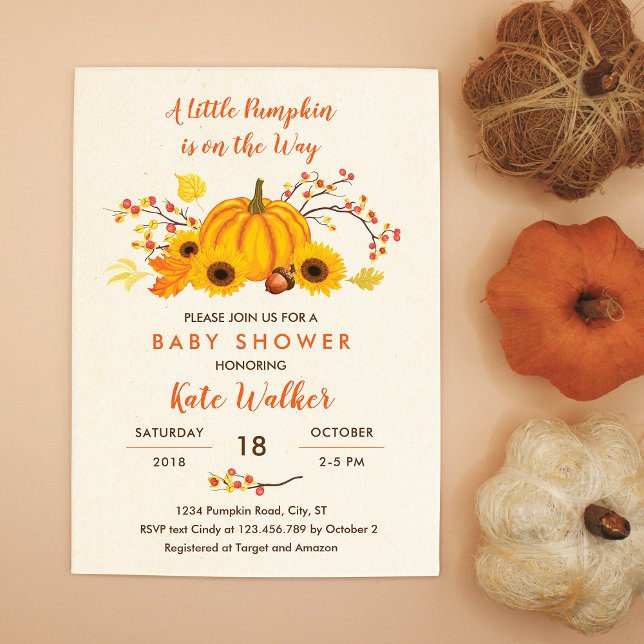 Une Petite Invitation Baby shower Citrouille (Créateur téléchargé)
