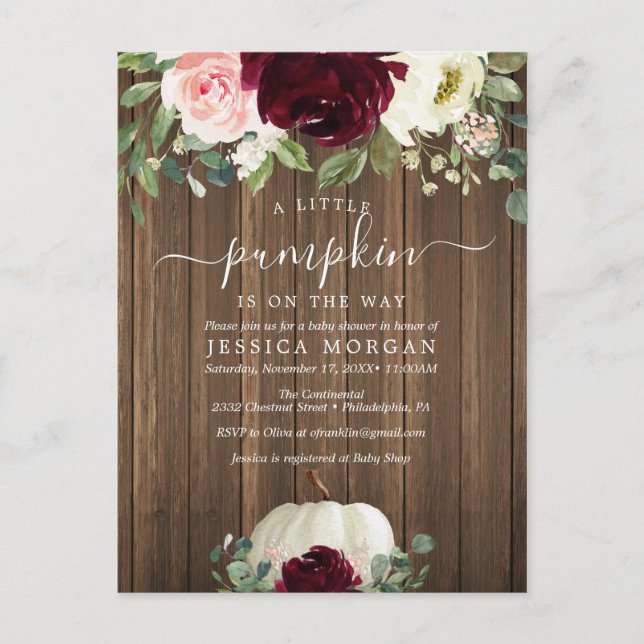 Une Petite Invitation Baby shower Citrouille (Devant)