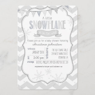 Une petite invitation de baby shower de flocon de