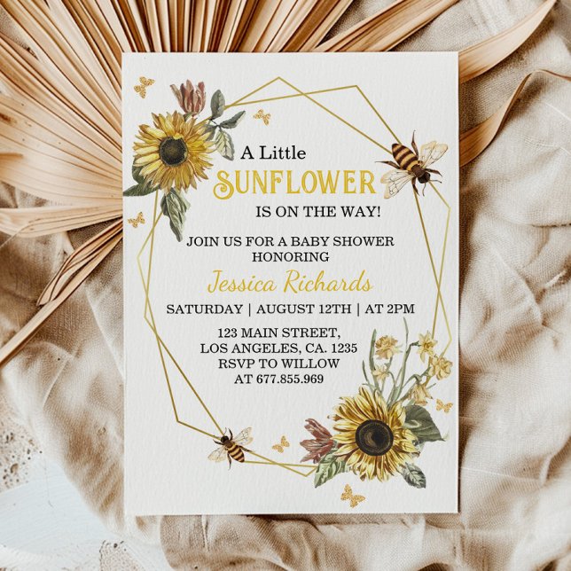 Une Petite Invitation De Baby shower De Tournesol (Créateur téléchargé)