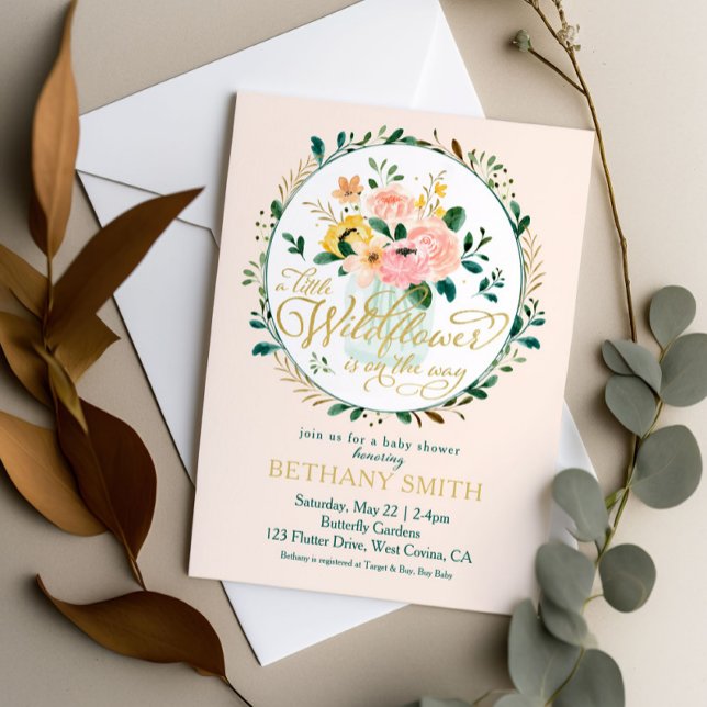 Une Petite Invitation De Baby shower Floral Fleur  (Créateur téléchargé)