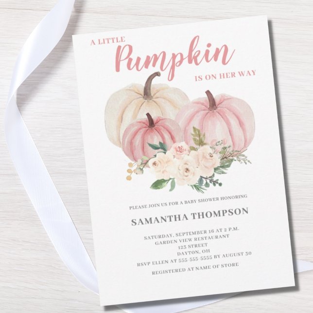 Une Petite Invitation De Baby shower Rose Citrouil (Créateur téléchargé)