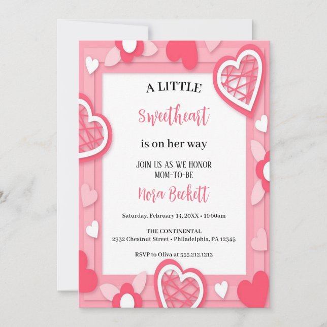 Une petite invitation de coeurs roses (Devant)
