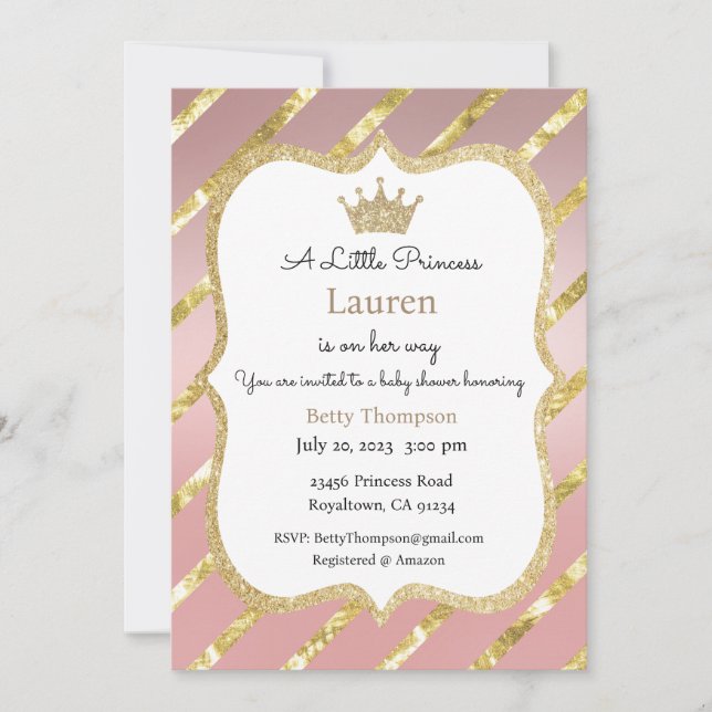 Une petite princesse est sur son chemin Invitation (Devant)