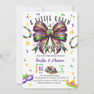 Une petite reine est en route Invitation Mardi Gra