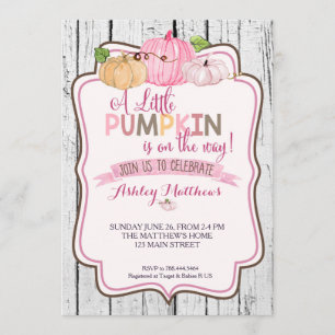 Une peu de carte de baby shower de citrouille