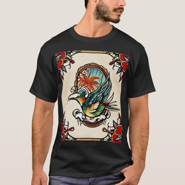 Une photo d'un oiseau est faite sur mon t-shirt (Devant)