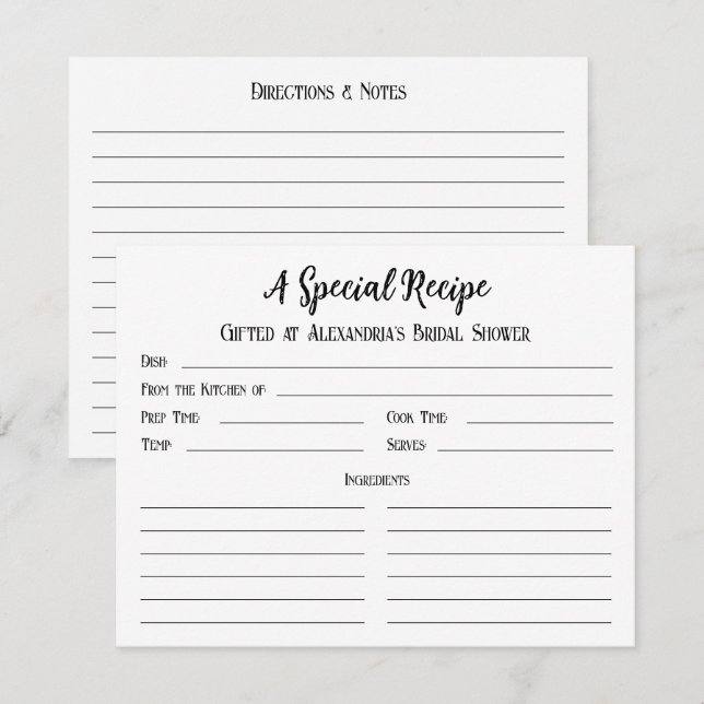 Une recette spéciale pour la carte cadeau Fête des (Devant / Derrière)