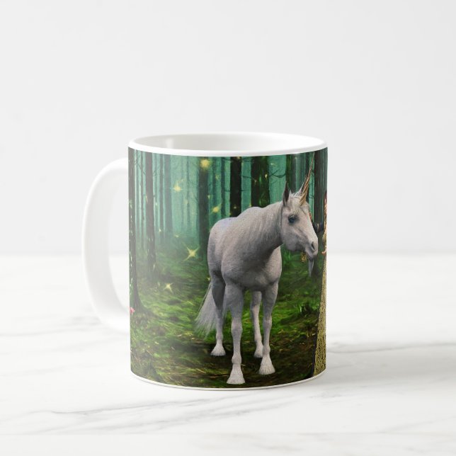 Une rencontre magique - Unicorn Imaginaire Art Mug (Devant gauche)