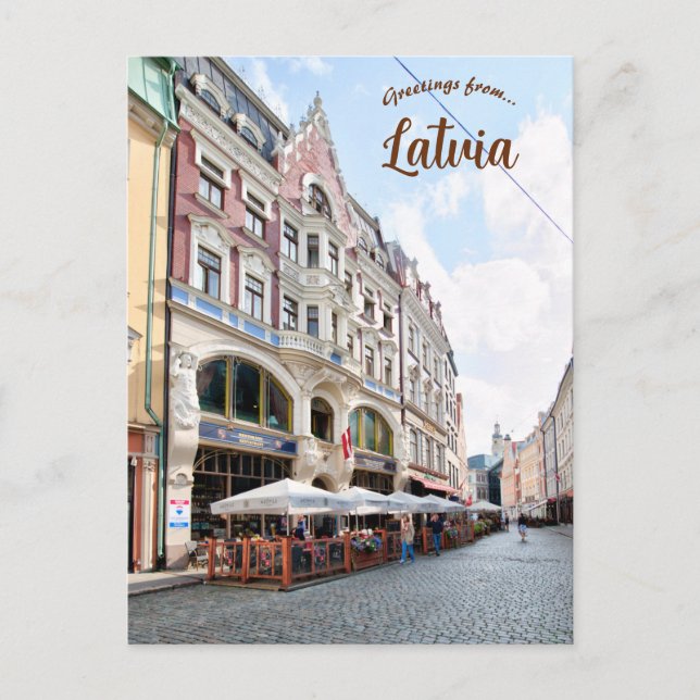 Une rue à Riga Lettonie Carte postale (Devant)