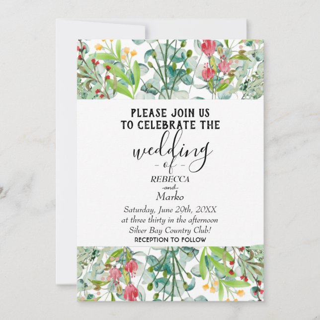 Une simple invitation à l'eucalyptus blanc pour vo (Devant)