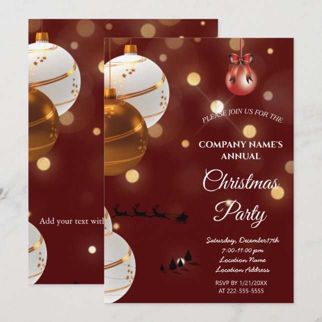 Une simple invitation à Noël rouge et élégante (Devant / Derrière)