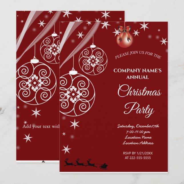 Une simple invitation à Noël rouge et élégante (Devant / Derrière)