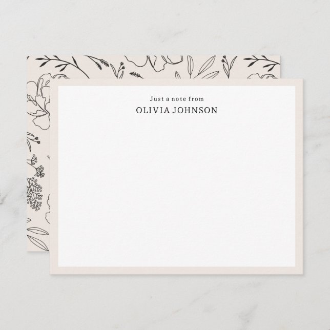 Une simple note de la carte de notes de fleurs de  (Devant / Derrière)