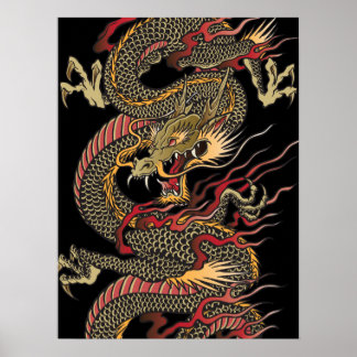 Une superbe affiche de dragon asiatique