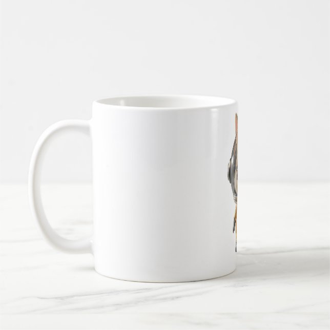 Une tasse avec un lapin mystérieux dessus (Gauche)