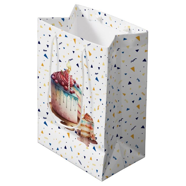Une tranche de sac cadeau de gâteau (Devant Angle)