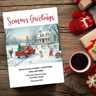 Une très joyeuse petite carte plate de Noël rétro