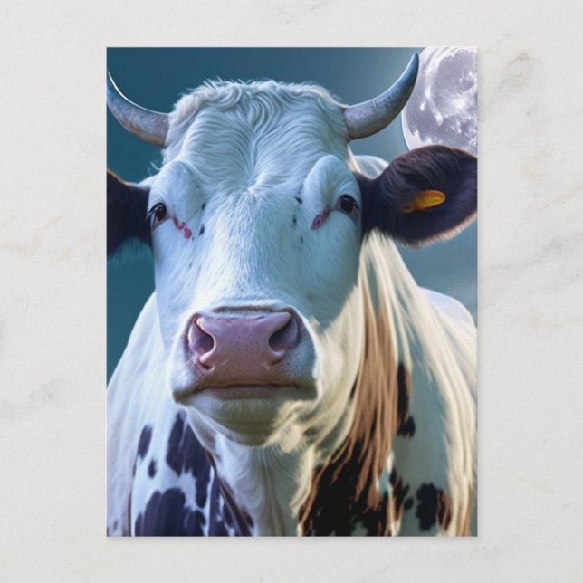 Une vache et la carte postale de la lune (Devant)