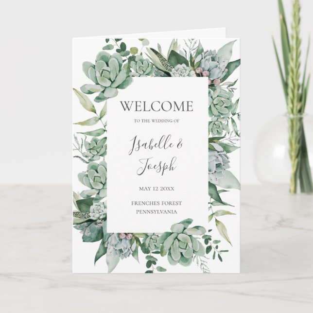 Une verdure succulente | Programme de mariage plié (Devant)