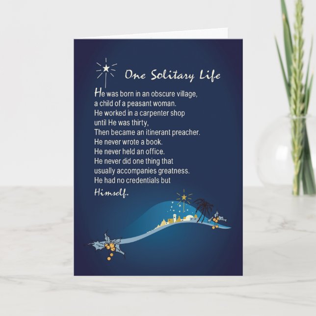 Une vie solitaire Carte de Noël religieuse Dark Bl (Devant)