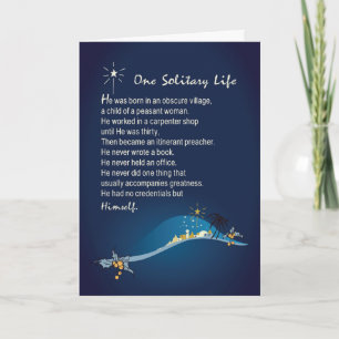 Une vie solitaire Carte de Noël religieuse Dark Bl