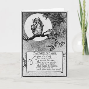 Une vieille chouette et une carte de voeux Vintage
