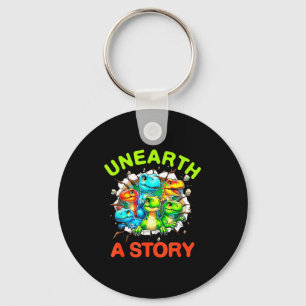 Unearth a story dinosaur library summer reading keychain