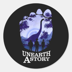 Unearth A Story Dinosaur Reading Adventure Shirt Classic Round Sticker