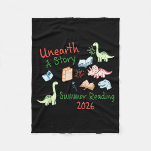 Unearth a story summer reading 2026 cute dinosaur fleece blanket