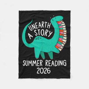 Unearth a Story Summer Reading 2026 Dinosaur Books Fleece Blanket