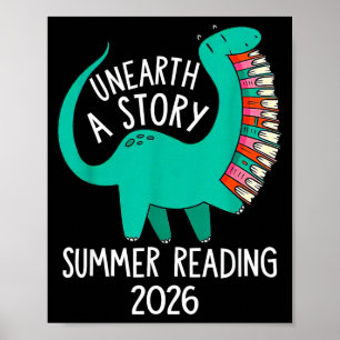 Unearth a Story Summer Reading 2026 Dinosaur Books Poster