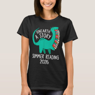 Unearth a Story Summer Reading 2026 Dinosaur Books T-Shirt