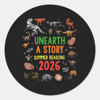 Unearth a Story Summer Reading 2026 Dinosaur Classic Round Sticker