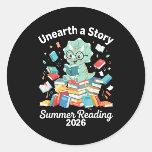 Unearth a story summer reading 2026 library men classic round sticker