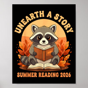 Unearth a story summer reading 2026 raccoon  poster