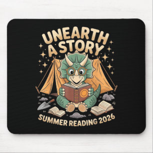 Unearth a Story Summer Reading 2026 Triceratops Mouse Pad