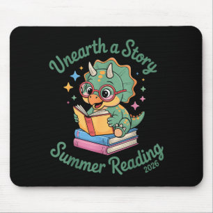 Unearth a story triceratops dinosaur reading books mouse pad