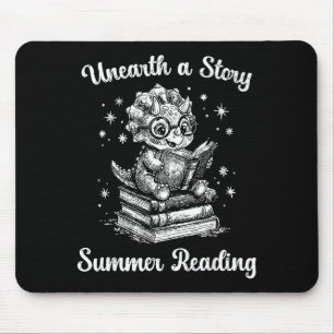 Unearth a story triceratops dinosaur reading books mouse pad