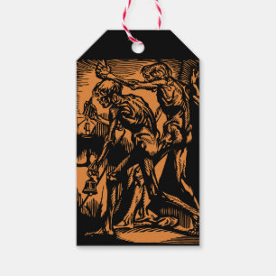 Unearthed Horrors of Dead Miners for Halloween Gift Tags