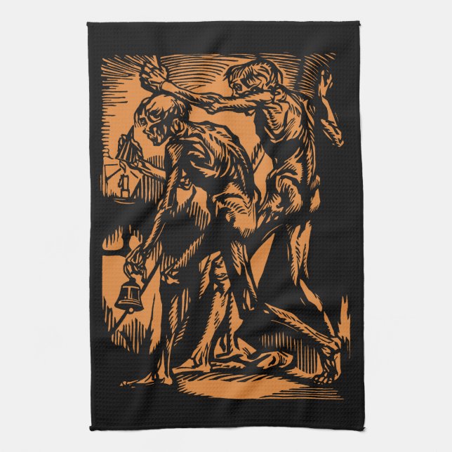 Unearthed Horrors of Dead Miners for Halloween Kitchen Towel (Vertical)